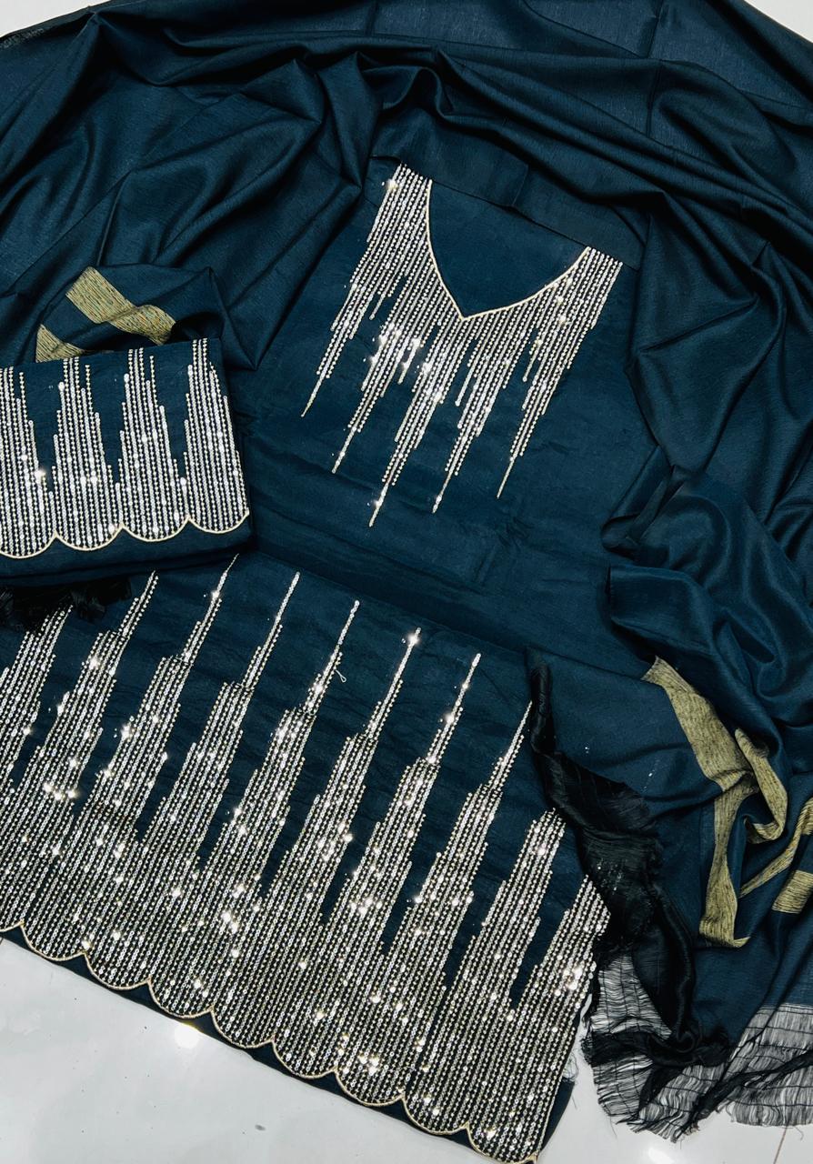 Luxury 3 Pcs khaddar Embroidery Suit Ustitched