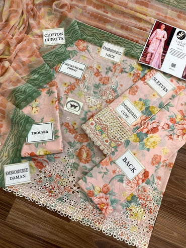 Farasha Aurea Luxury Lawn Peach Glow