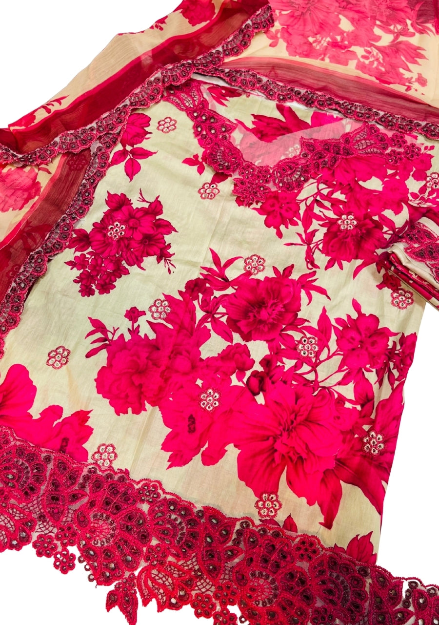 Iznik | Skin Maroon - Lawn Printed 3Pc