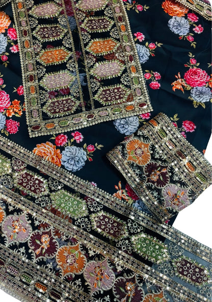 Sabaya Sachi Printed Silk 3 Pcs | Black