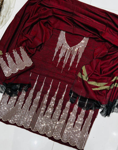 Luxury 3 Pcs khaddar Embroidery Suit Ustitched