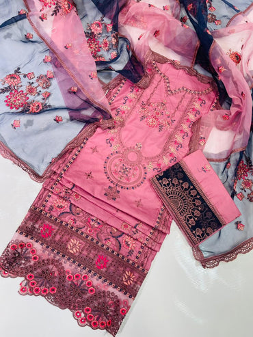 Ramsha Embroidered Cotton | Pink