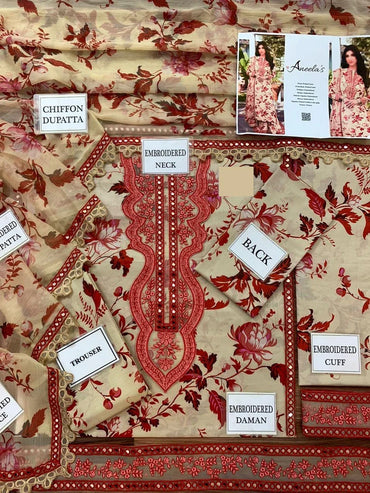 Aneela's Luxury 3Pc Embroidered Lawn Dress