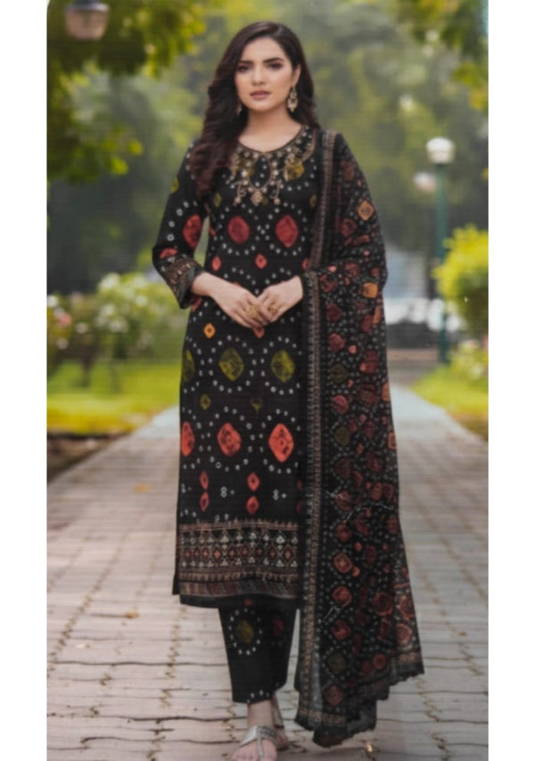 Baroque Printed Lawn ChikanKari 3 Pcs