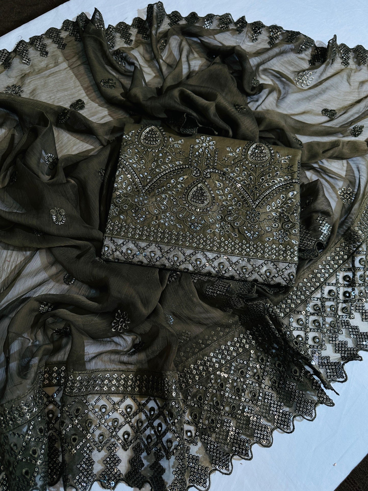 LIFAN Unstitched Embroidered Cotton