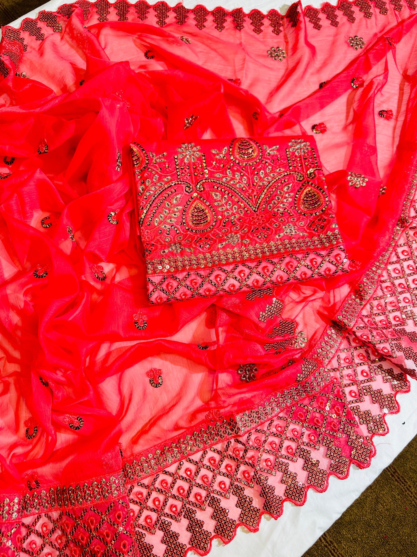 LIFAN Unstitched Embroidered Cotton