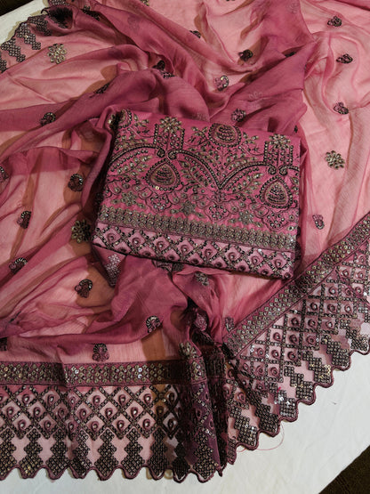 LIFAN Unstitched Embroidered Cotton