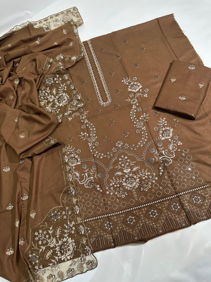 Baana Dora Dhanak  Embroidered | Brown